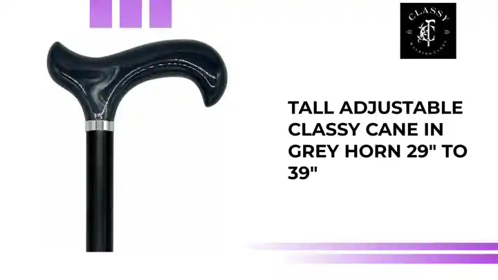 Tall Adjustable Classy Cane in Grey Horn 29" to 39" by@Outfy