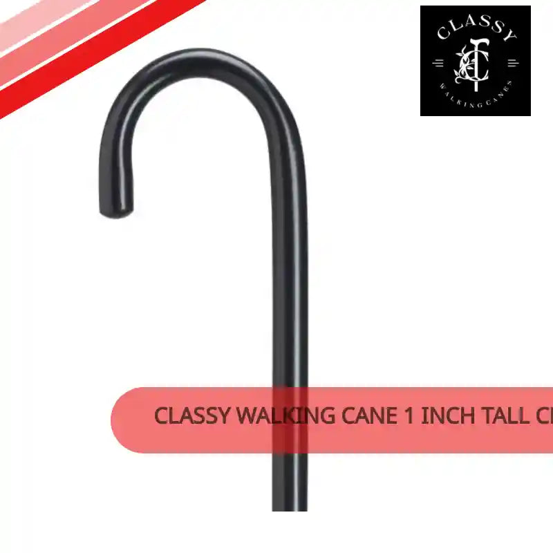 Classy Walking Cane 1 inch Tall Crook in Black by@Outfy