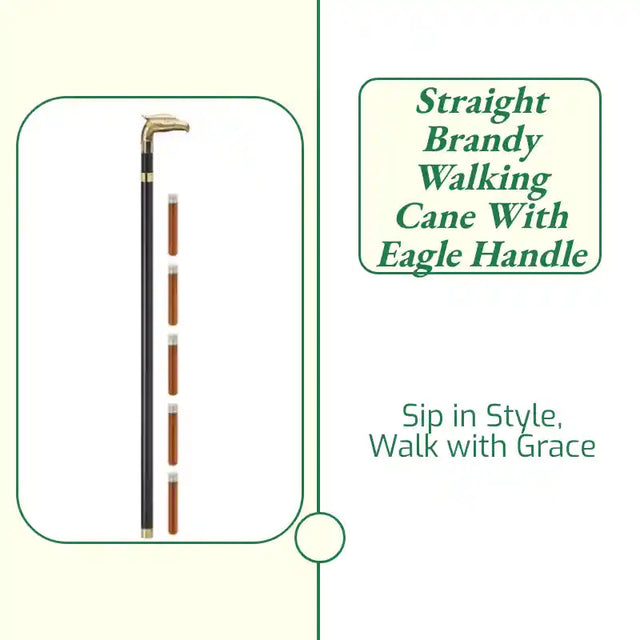 Straight Brandy Walking Cane with Eagle Handle by@Outfy