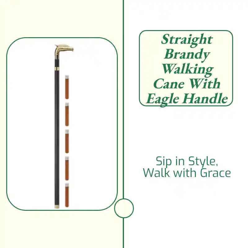 Straight Brandy Walking Cane with Eagle Handle by@Outfy