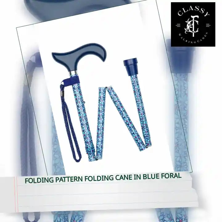 Folding Pattern Folding Cane in Blue Foral by@Outfy