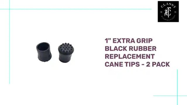 1" Extra Grip Black Rubber Replacement Cane Tips - 2 Pack by@Outfy