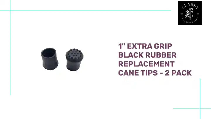 1" Extra Grip Black Rubber Replacement Cane Tips - 2 Pack by@Outfy