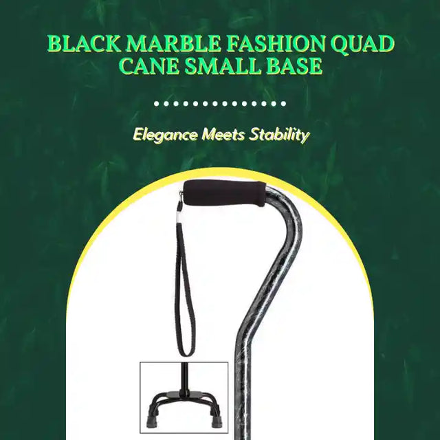 Black Marble Fashion Quad Cane Small Base by@Outfy