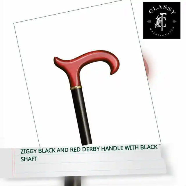 Ziggy Black and Red Derby Handle with Black Shaft by@Outfy