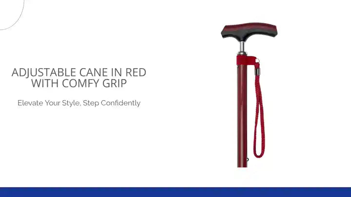 Code Red Cane Adjustable Cane in Red with Comfy Grip – Classy Walking Canes