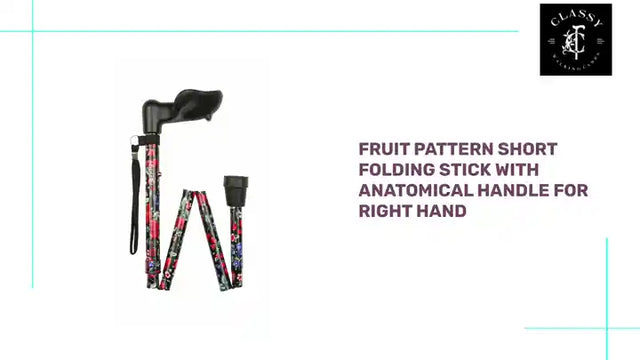 Fruit Pattern Short Folding Stick With Anatomical Handle for Right Hand by@Outfy