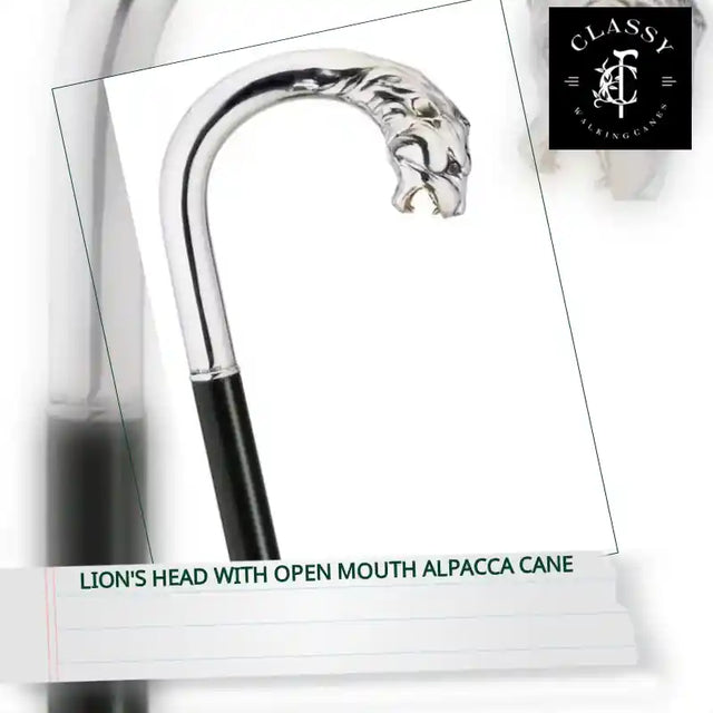 Lion's Head with Open Mouth Alpacca Cane by@Outfy