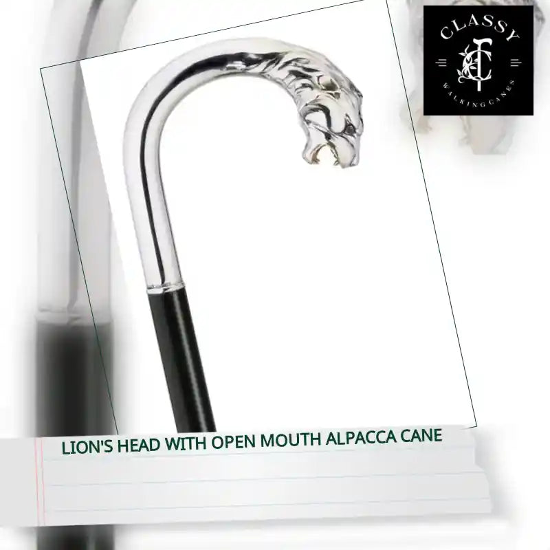 Lion's Head with Open Mouth Alpacca Cane by@Outfy