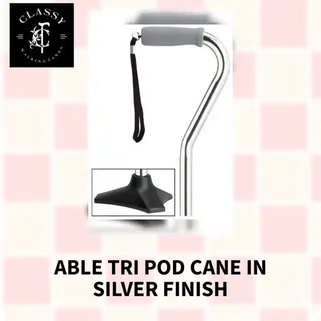 Able Tri Pod Cane in Silver Finish by@Outfy