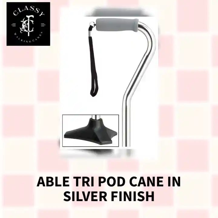 Able Tri Pod Cane in Silver Finish by@Outfy