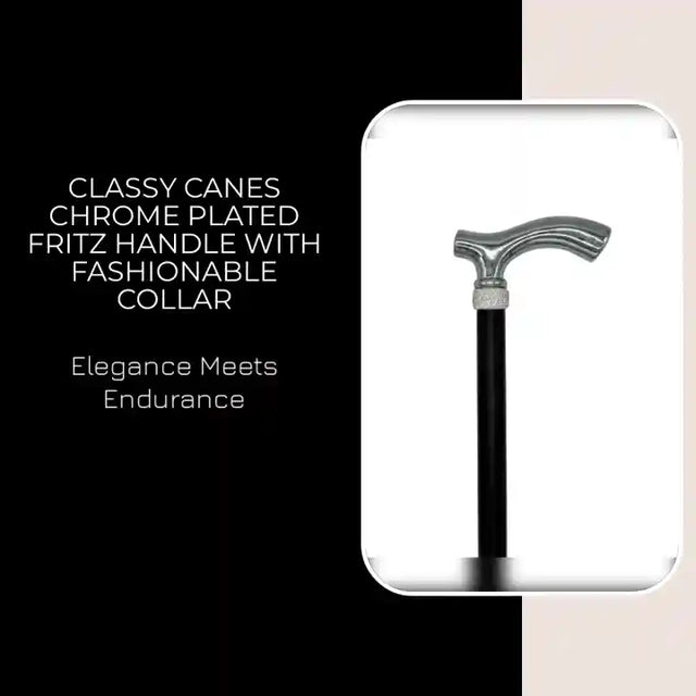 Classy Canes Chrome Plated Fritz Handle with Fashionable Collar by@Outfy