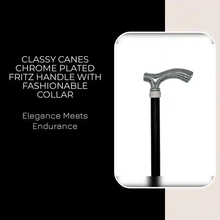 Classy Canes Chrome Plated Fritz Handle with Fashionable Collar by@Outfy