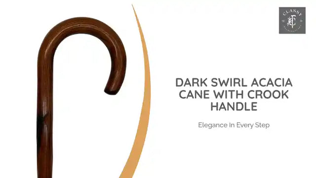 Dark Swirl Acacia Cane with Crook Handle by@Outfy