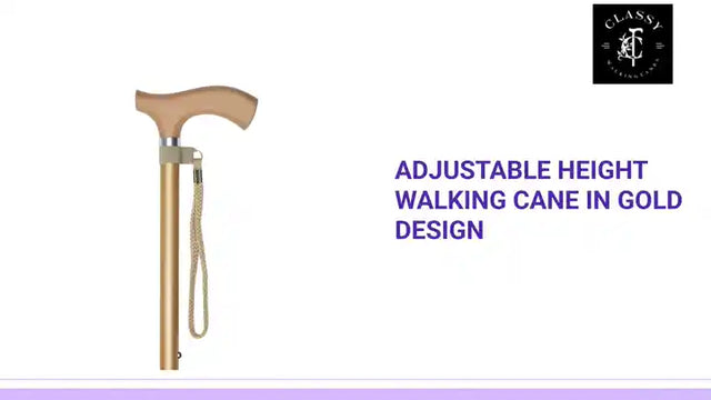 Adjustable Height Walking Cane in Gold Design by@Outfy