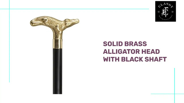 Solid Brass Alligator Head with Black Shaft by@Outfy