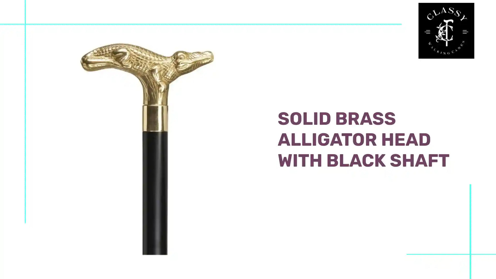 Solid Brass Alligator Head with Black Shaft by@Outfy