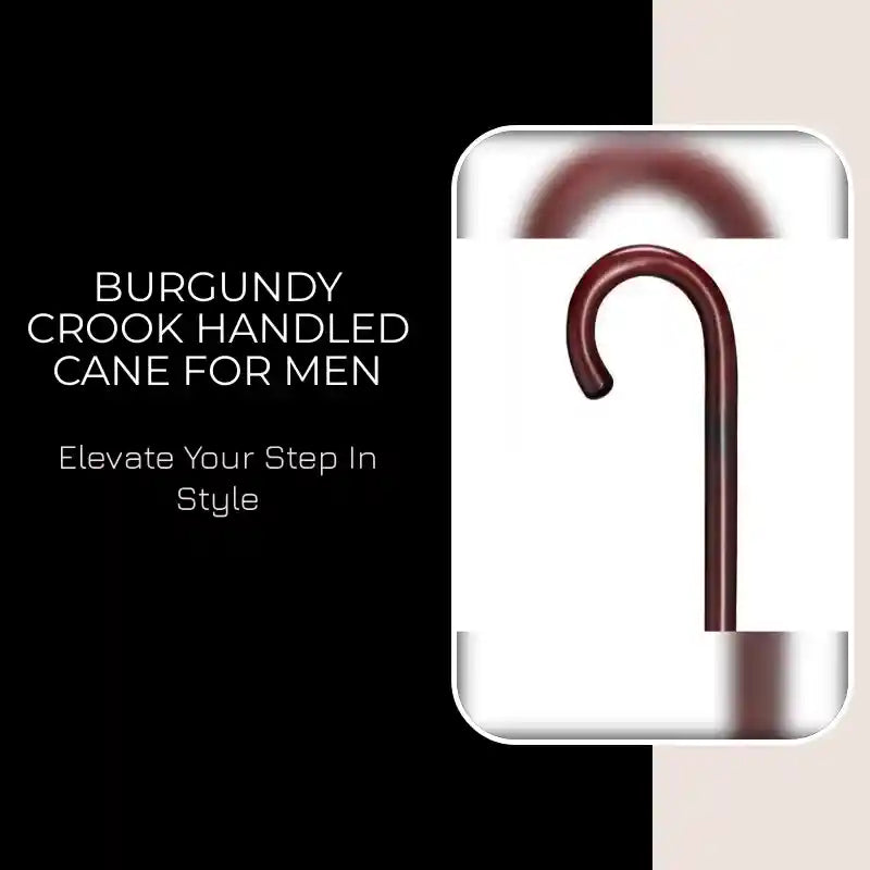 Burgundy Crook Handled Cane for Men by@Outfy