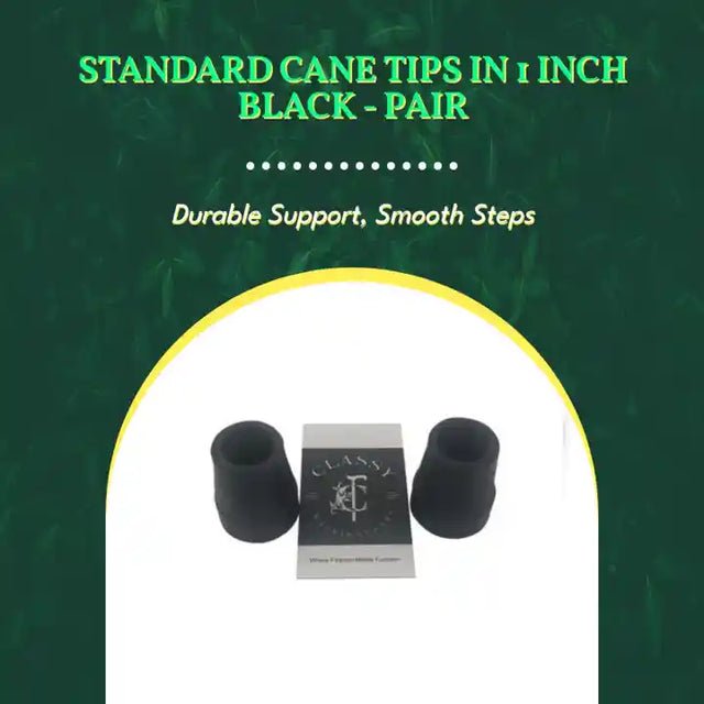 Standard Cane Tips in 1 inch Black - Pair by@Outfy