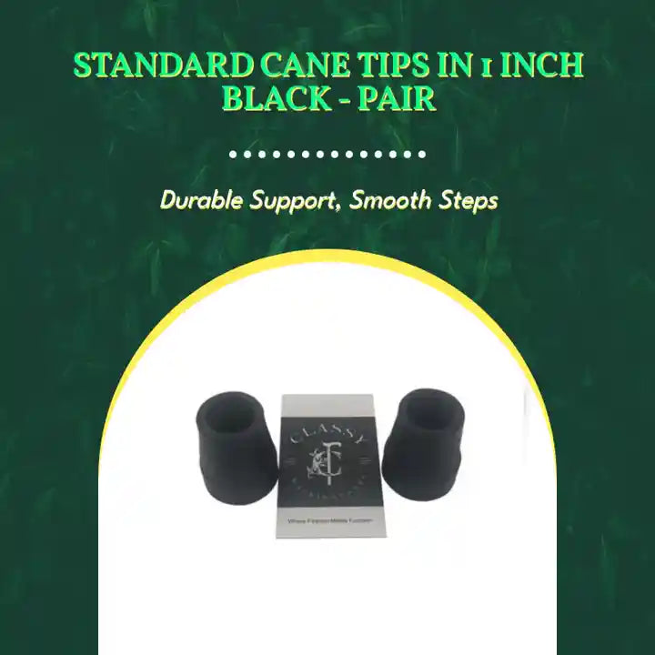 Standard Cane Tips in 1 inch Black - Pair by@Outfy