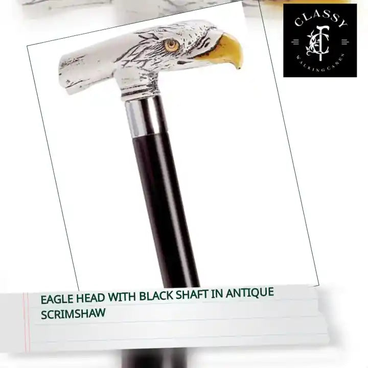 Eagle Head with Black Shaft in Antique Scrimshaw by@Outfy