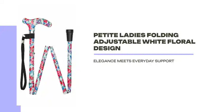 Petite Ladies Folding Adjustable White Floral Design by@Outfy