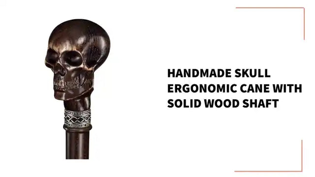 Handmade Skull Ergonomic Cane with Solid Wood Shaft by@Outfy