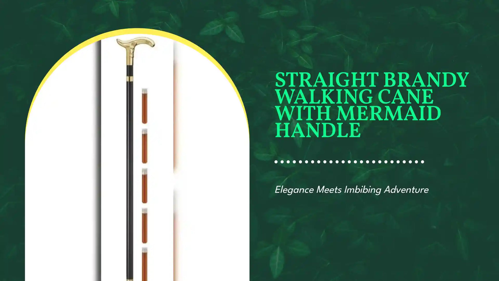 Straight Brandy Walking Cane with Mermaid Handle by@Outfy