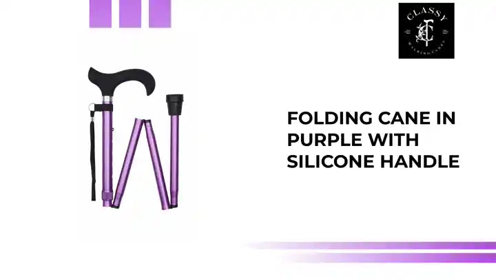Folding Cane in Purple with Silicone Handle by@Outfy