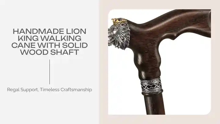 Handmade Lion King Walking Cane with Solid Wood Shaft by@Outfy