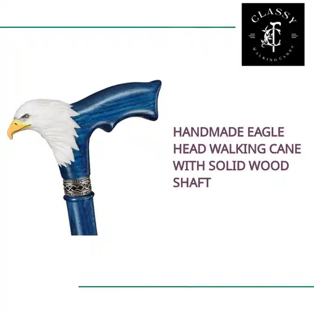 Handmade Eagle Head Walking Cane with Solid Wood Shaft by@Outfy