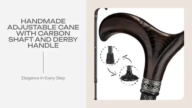 Handmade Adjustable Cane with Carbon Shaft and Derby Handle by@Outfy