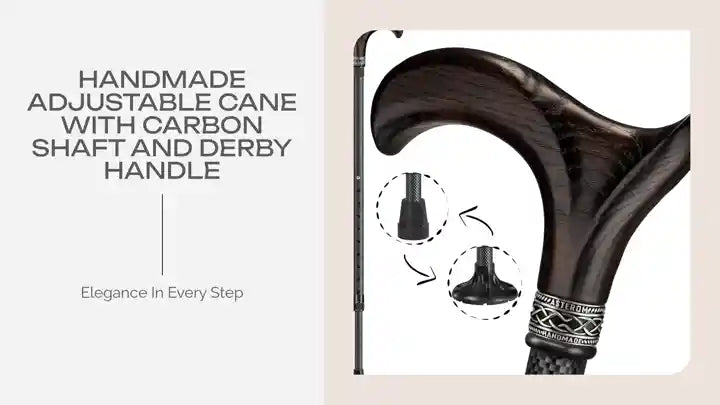 Handmade Adjustable Cane with Carbon Shaft and Derby Handle by@Outfy