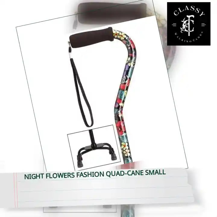 Night Flowers Fashion Quad-Cane Small by@Outfy