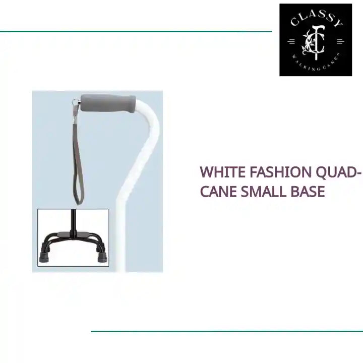 White Fashion Quad-Cane Small Base by@Outfy