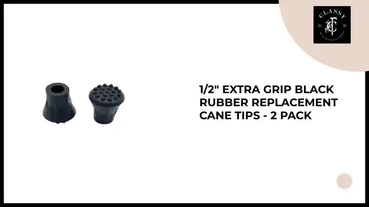 1/2" Extra Grip Black Rubber Replacement Cane Tips - 2 Pack by@Outfy