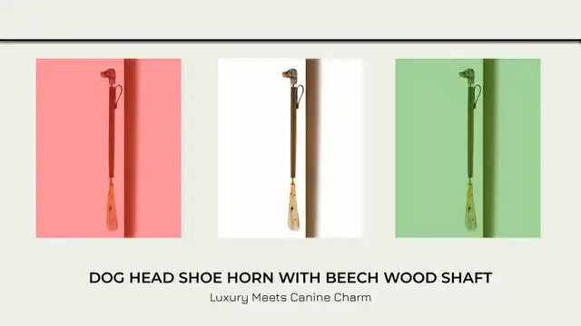 Dog Head Shoe Horn with Beech Wood Shaft by@Outfy
