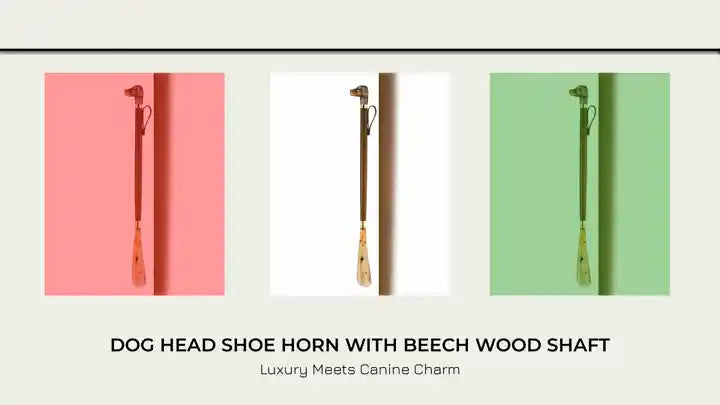 Dog Head Shoe Horn with Beech Wood Shaft by@Outfy