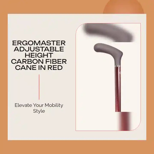 Ergomaster Adjustable Height Carbon Fiber Cane in Red by@Outfy