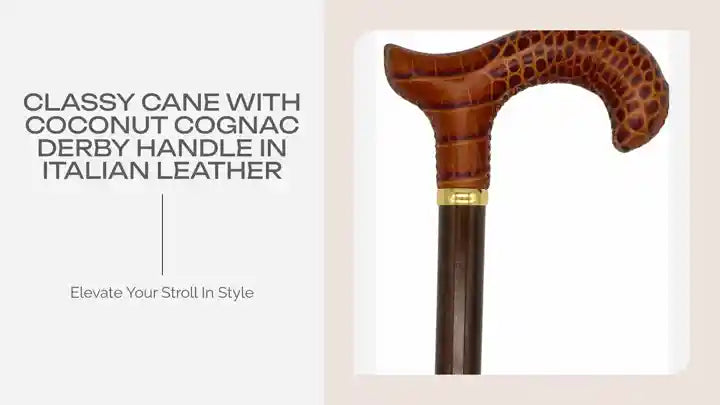 Classy Cane with Coconut Cognac Derby Handle in Italian Leather by@Outfy