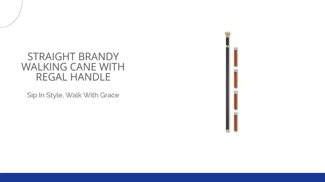 Straight Brandy Walking Cane with Regal Handle by@Outfy