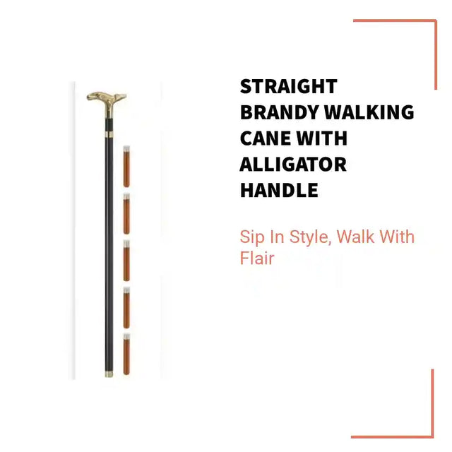 Straight Brandy Walking Cane with Alligator Handle by@Outfy
