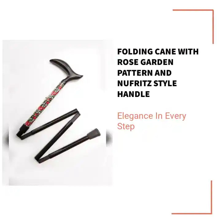 Folding Cane with Rose Garden Pattern and NuFritz Style Handle by@Outfy