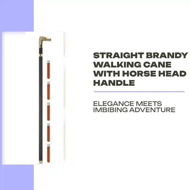 Straight Brandy Walking Cane with Horse Head Handle by@Outfy