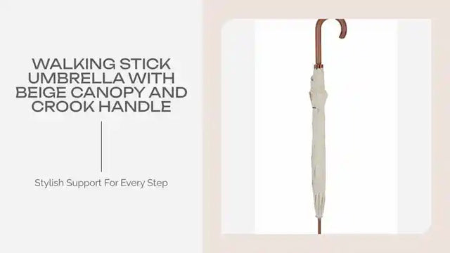 Walking Stick Umbrella with Beige Canopy and Crook Handle by@Outfy