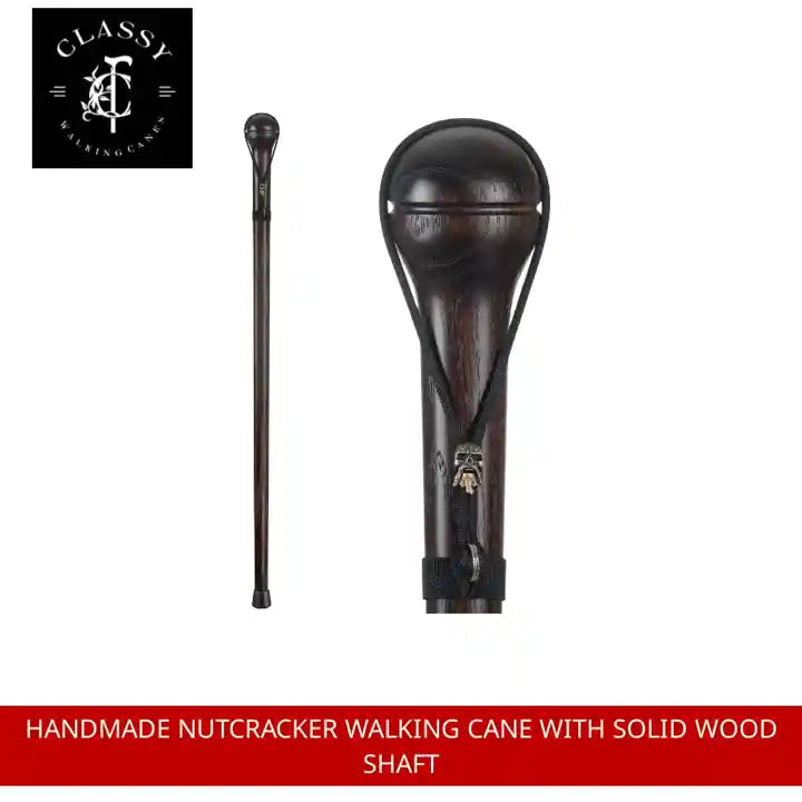 Handmade Nutcracker Walking Cane with Solid Wood Shaft by@Outfy