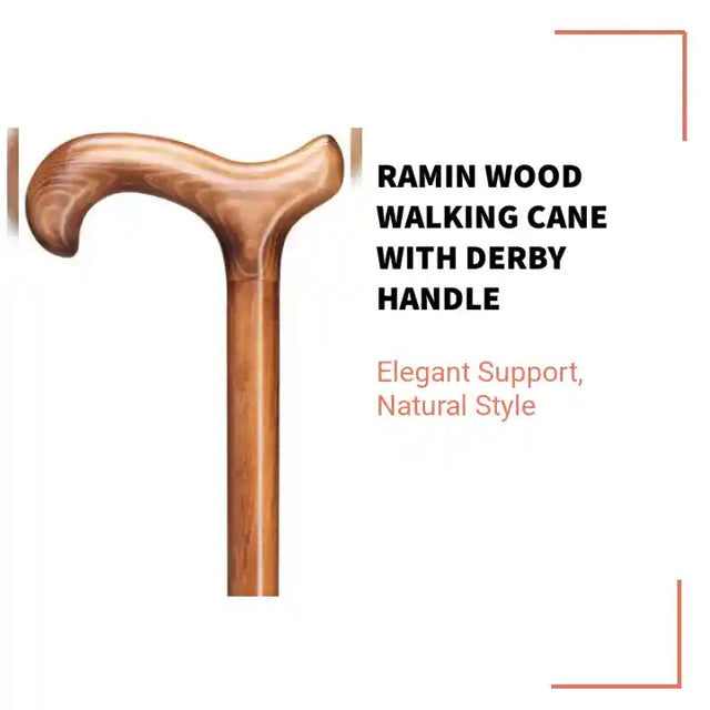 Ramin Wood Walking Cane with Derby Handle by@Outfy
