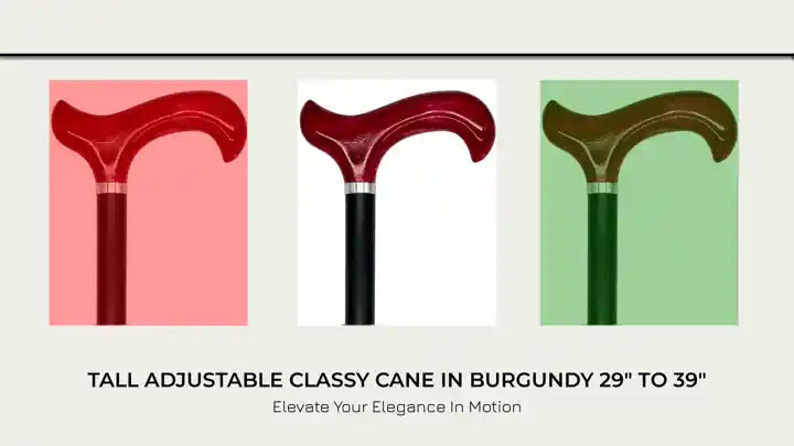 Tall Adjustable Classy Cane in Burgundy 29&quot; to 39&quot; by@Outfy