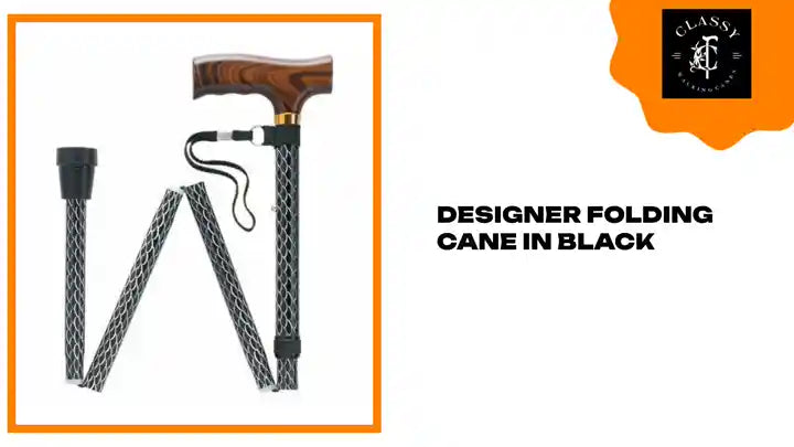 Designer Folding Cane in Black by@Outfy