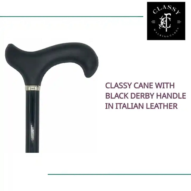 Classy Cane with Black Derby Handle in Italian Leather by@Outfy